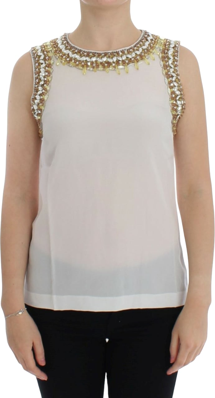 Dolce & Gabbana White crystal embellished tank top Wit