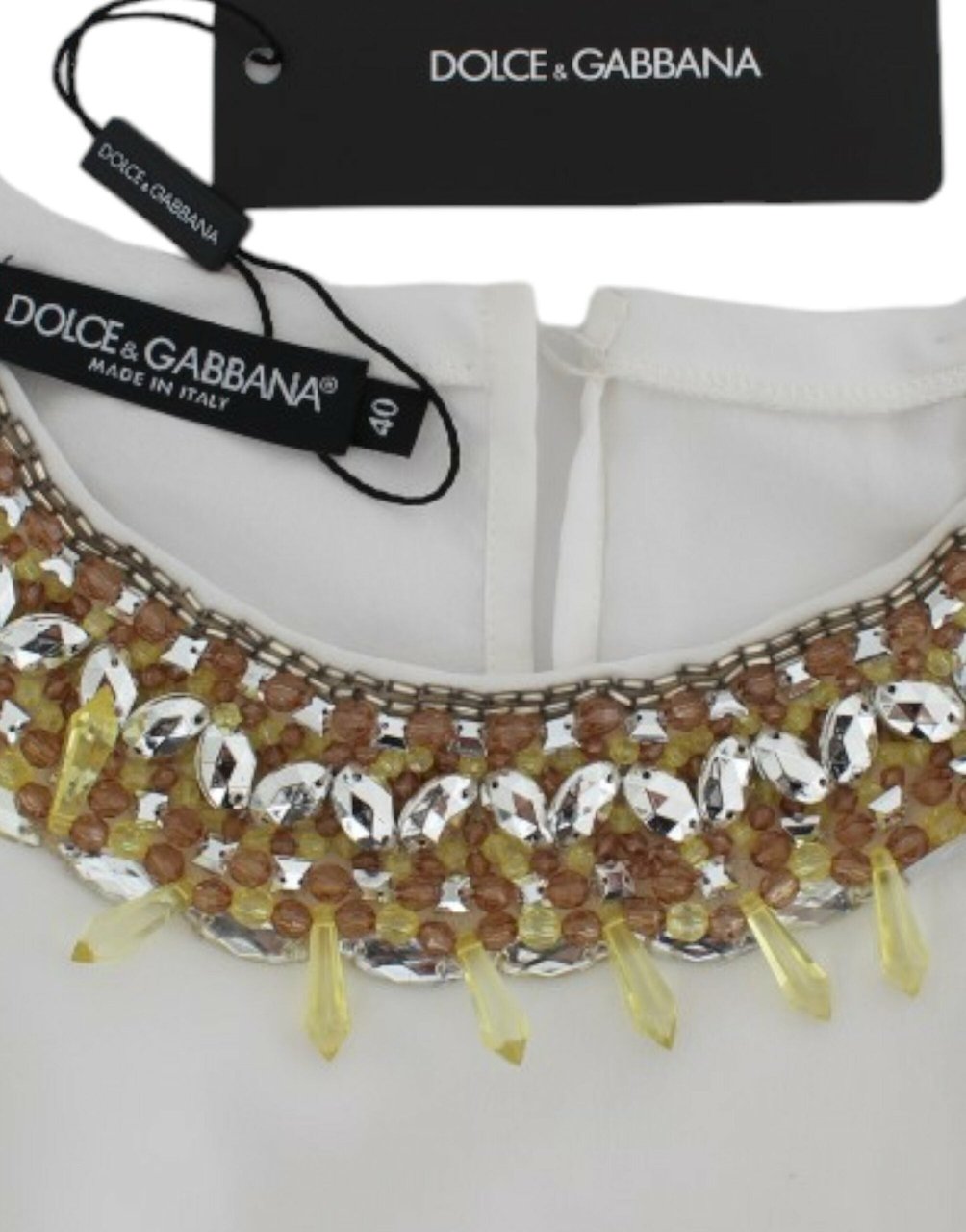 Dolce & Gabbana White crystal embellished tank top Wit