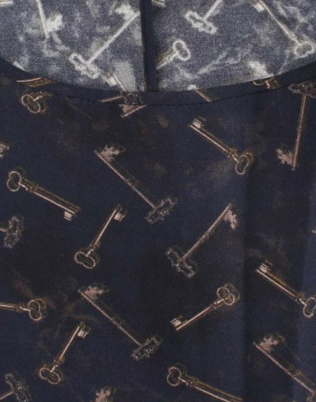 Dolce & Gabbana Blue gold key print silk blouse Blauw