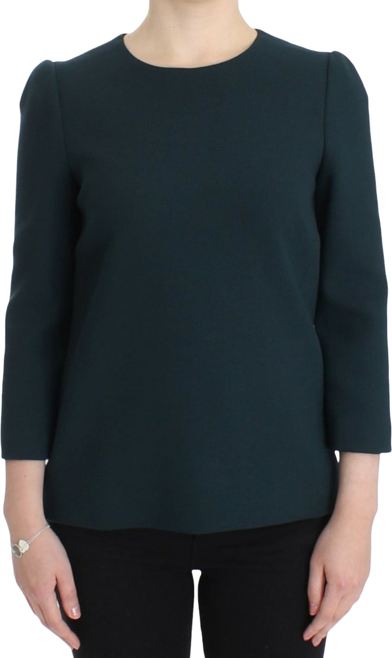 Dolce & Gabbana Green 3/4 sleeve wool blouse Groen