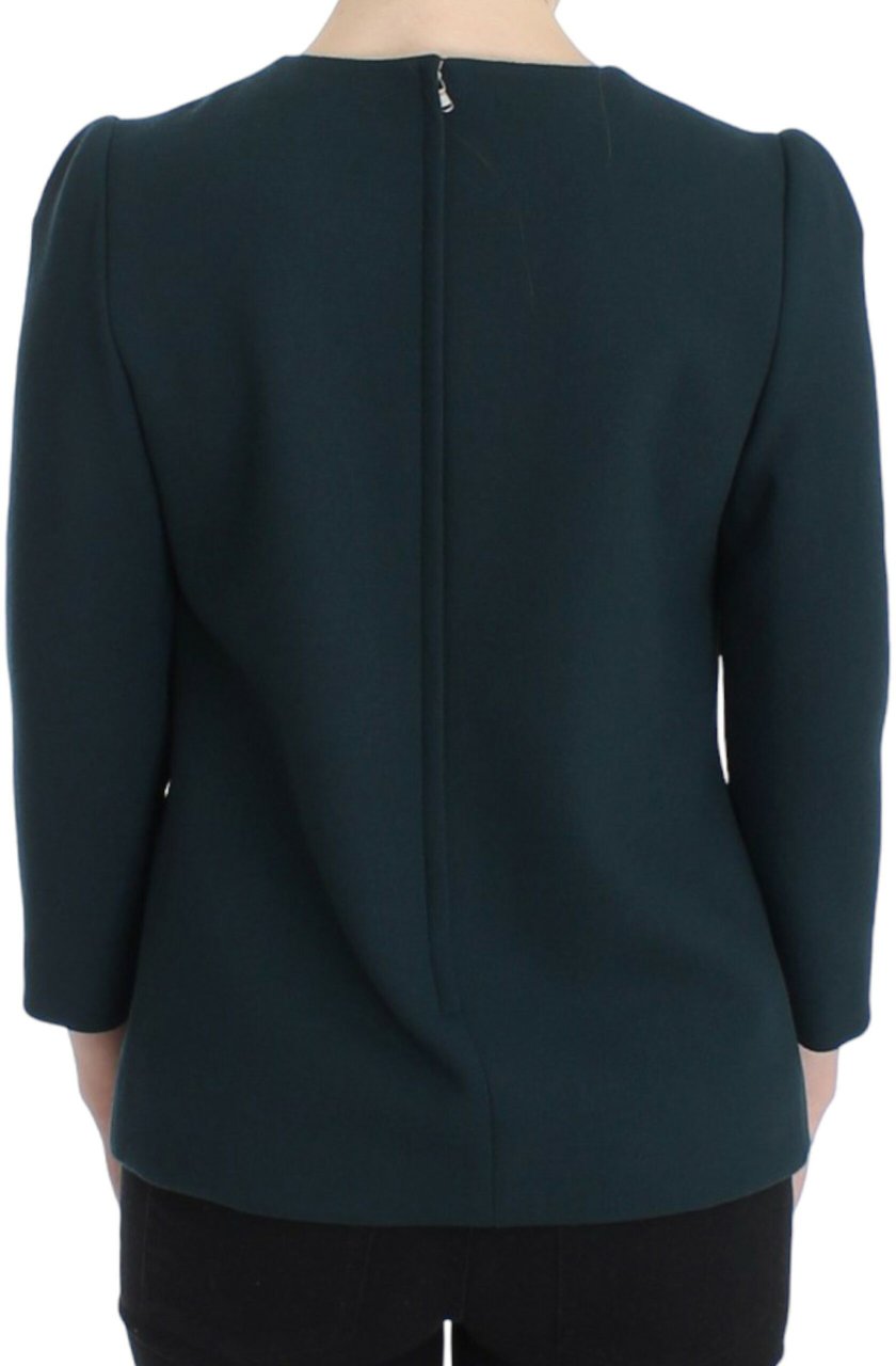 Dolce & Gabbana Green 3/4 sleeve wool blouse Groen