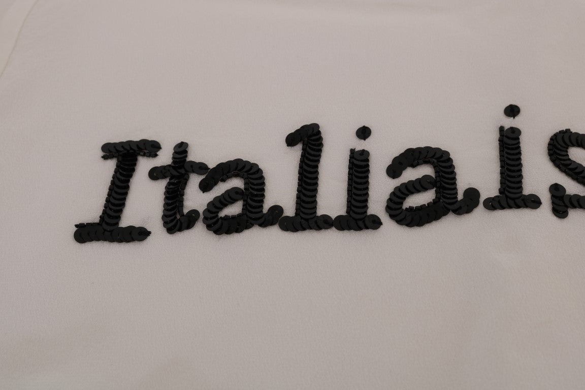 Dolce & Gabbana White Silk ITALIA IS LOVE Blouse T-shirt Rood