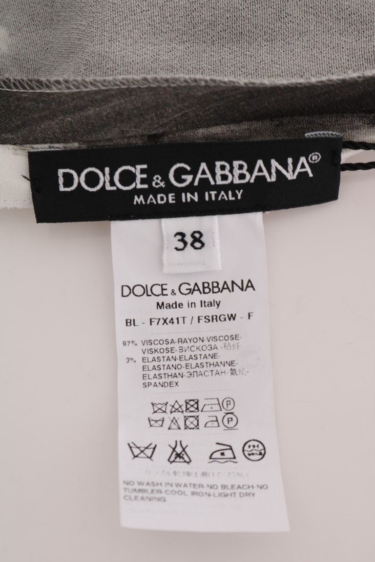 Dolce & Gabbana White Black Striped Printed Blouse Top Divers