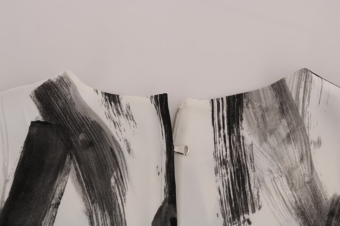 Dolce & Gabbana White Black Striped Printed Blouse Top Divers