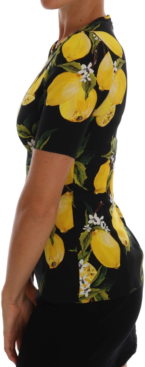 Dolce & Gabbana Multicolor Lemon Silk Stretch T-Shirt Divers