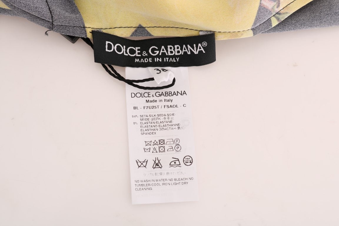 Dolce & Gabbana Multicolor Lemon Silk Stretch T-Shirt Divers