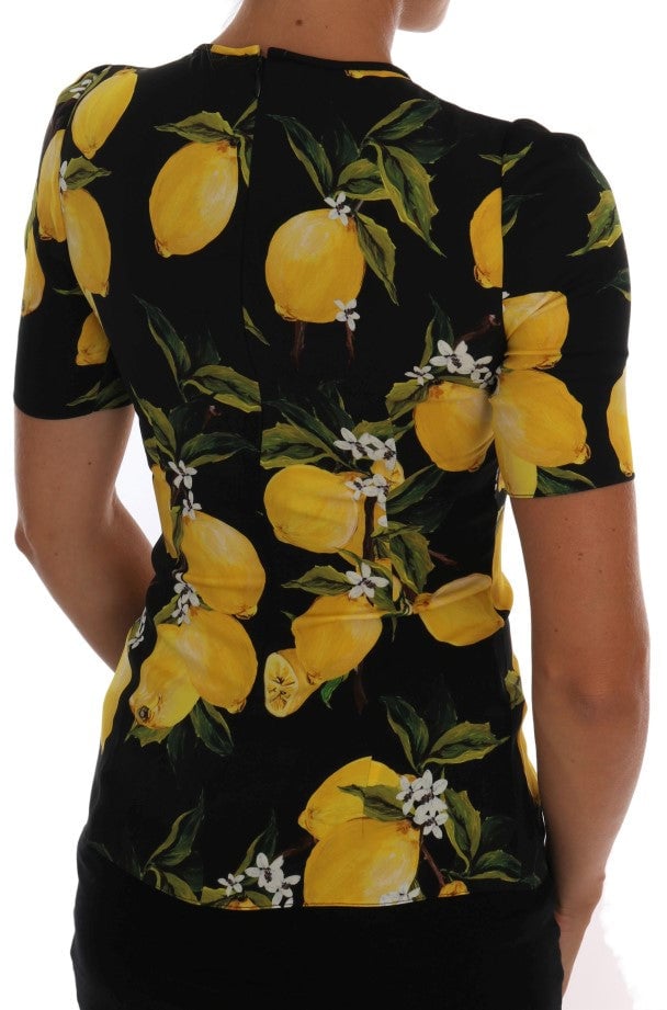 Dolce & Gabbana Multicolor Lemon Silk Stretch T-Shirt Divers