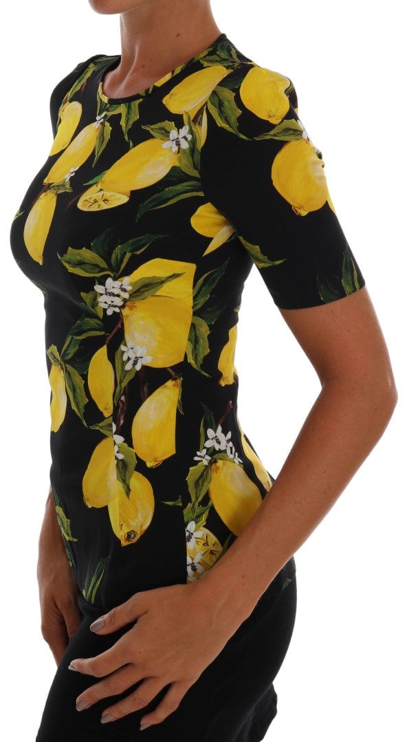 Dolce & Gabbana Multicolor Lemon Silk Stretch T-Shirt Divers
