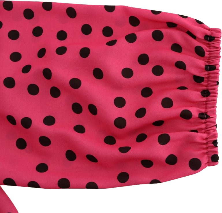 Dolce & Gabbana Pink Polka Dotted Silk Blouse Roze