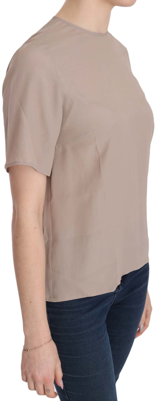 Dolce & Gabbana Beige Crew Neck Short Sleeve Blouse Roze