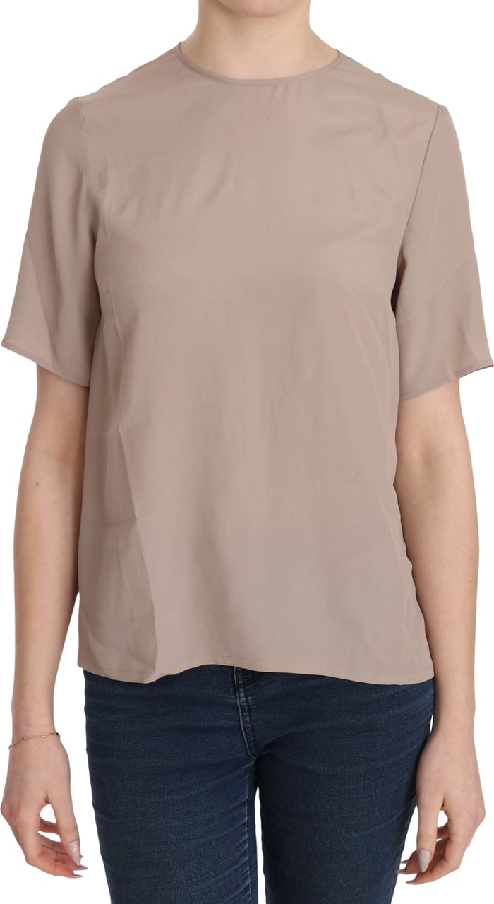 Dolce & Gabbana Beige Crew Neck Short Sleeve Blouse Roze