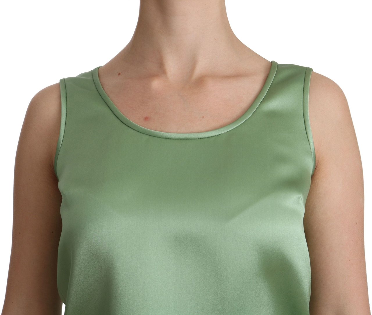 Dolce & Gabbana Green Sleeveless 100% Silk Top Tank Blouse Groen