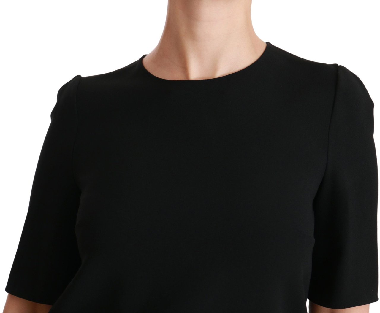 Dolce & Gabbana Black Short Sleeve Casual Top Stretch Blouse Zwart