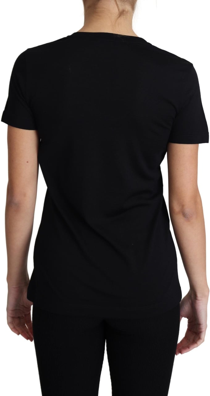 Dolce & Gabbana Black Wool Round Neck Short Sleeves T-shirt Zwart