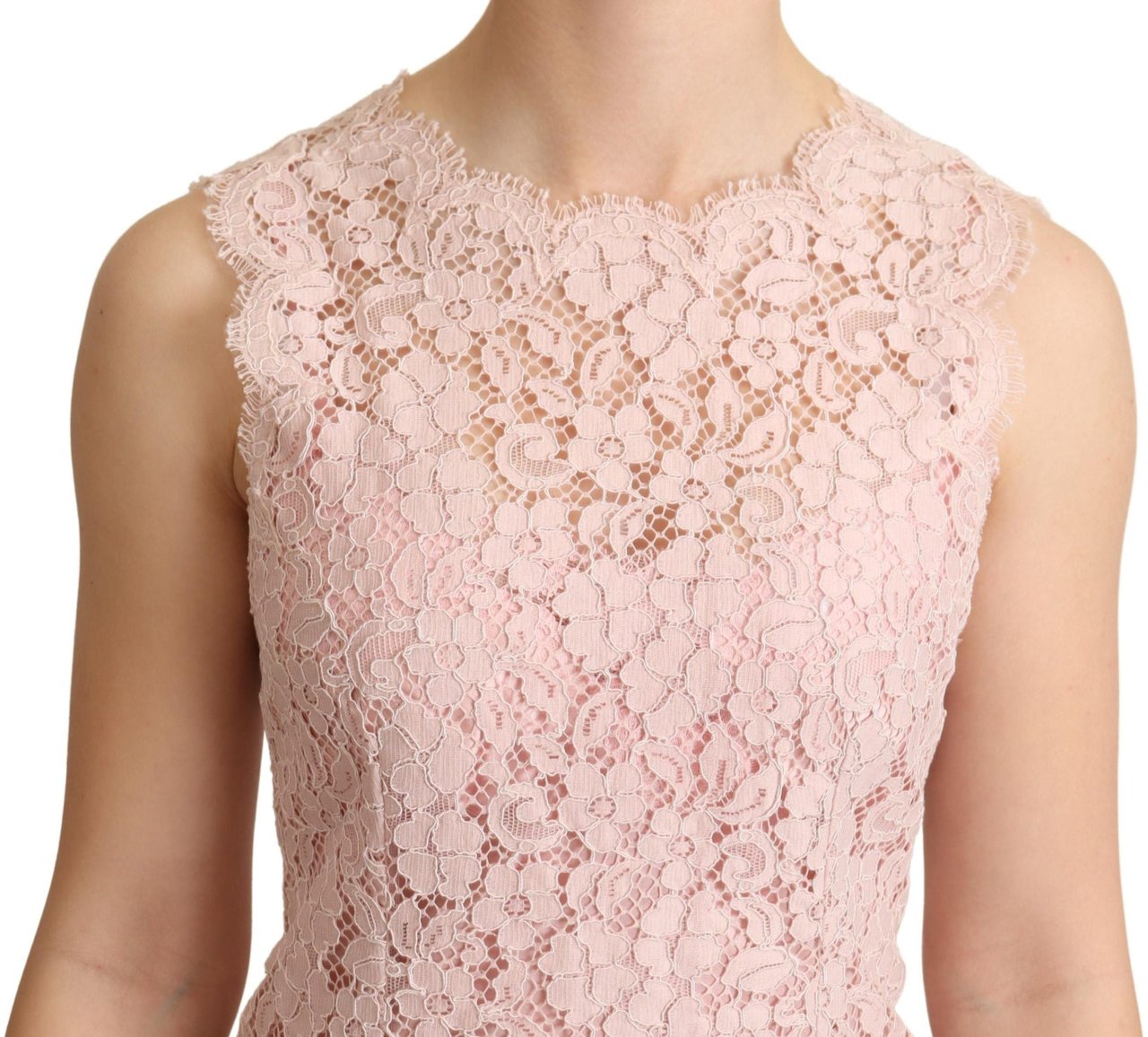 Dolce & Gabbana Pink Floral Lace Sleeveless Tank Blouse Top Roze