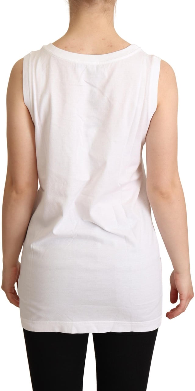 Dolce & Gabbana White La Moda Crystal Tank Top T-shirt Wit
