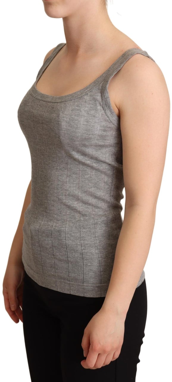Dolce & Gabbana Gray Cotton Modal Canotta Tank Top T-shirt Grijs