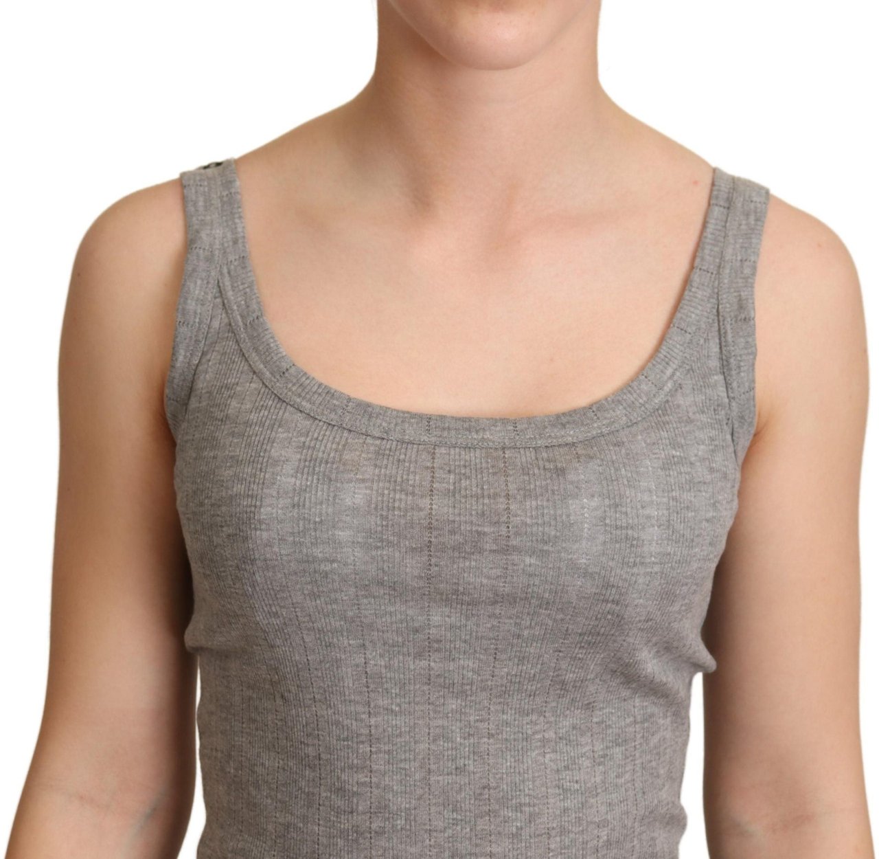 Dolce & Gabbana Gray Cotton Modal Canotta Tank Top T-shirt Grijs