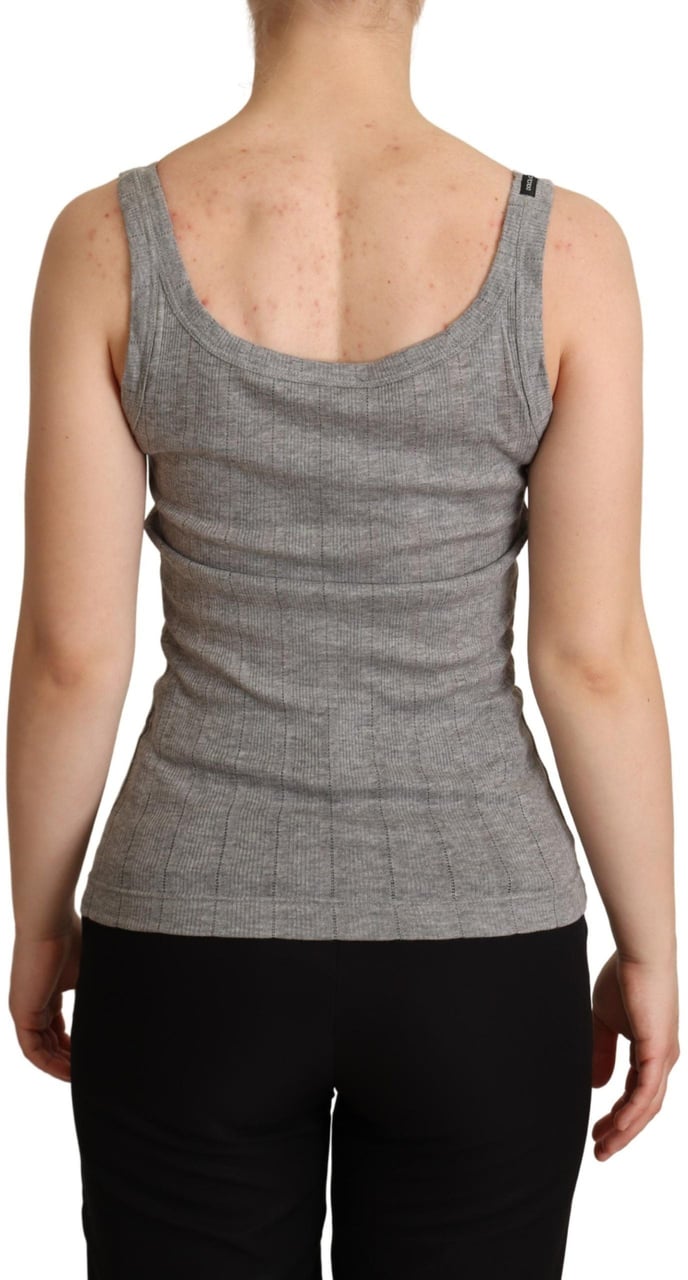 Dolce & Gabbana Gray Cotton Modal Canotta Tank Top T-shirt Grijs