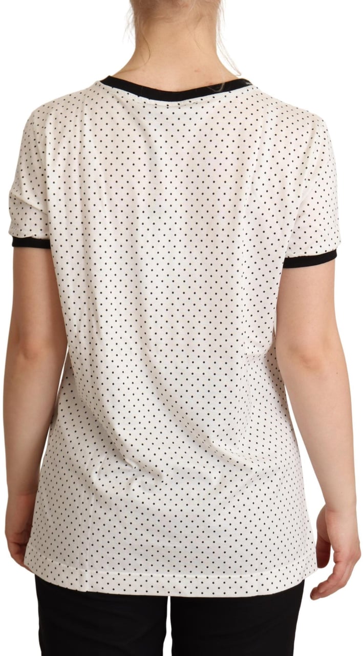 Dolce & Gabbana White Dotted Crewneck Cotton T-shirt Wit
