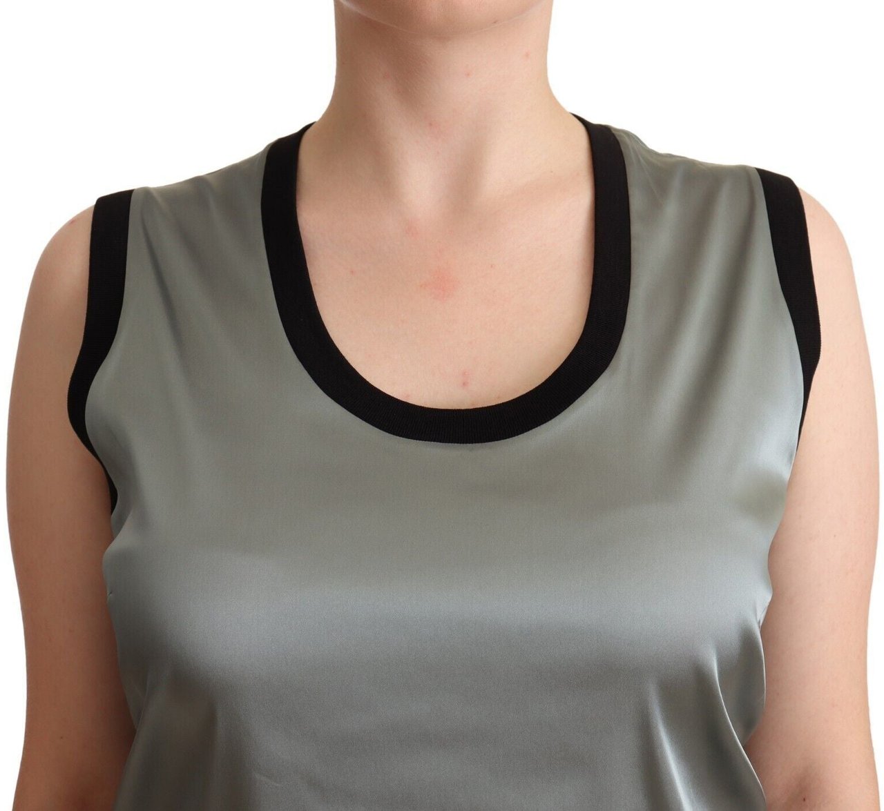 Dolce & Gabbana Silver Round Neck Sleeveless Casual Tank Top Zilver
