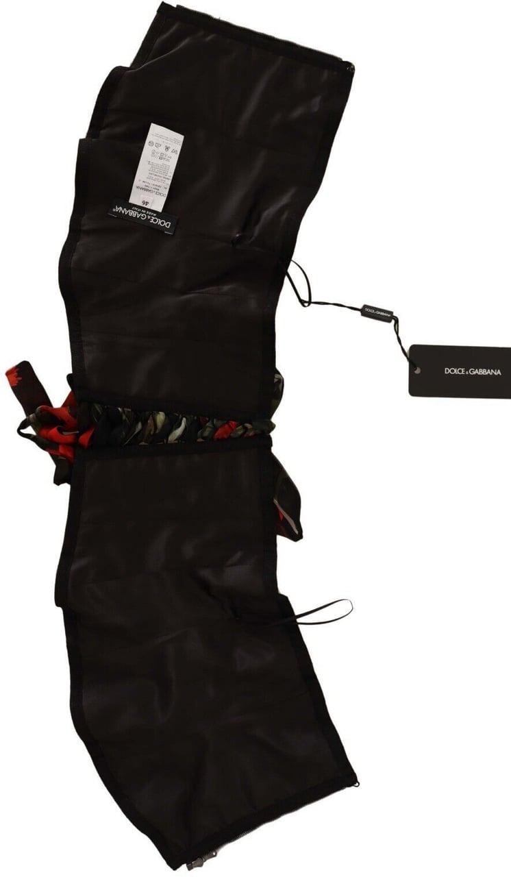 Dolce & Gabbana Black Corset Belt Stretch Waist Strap Silk Top Zwart