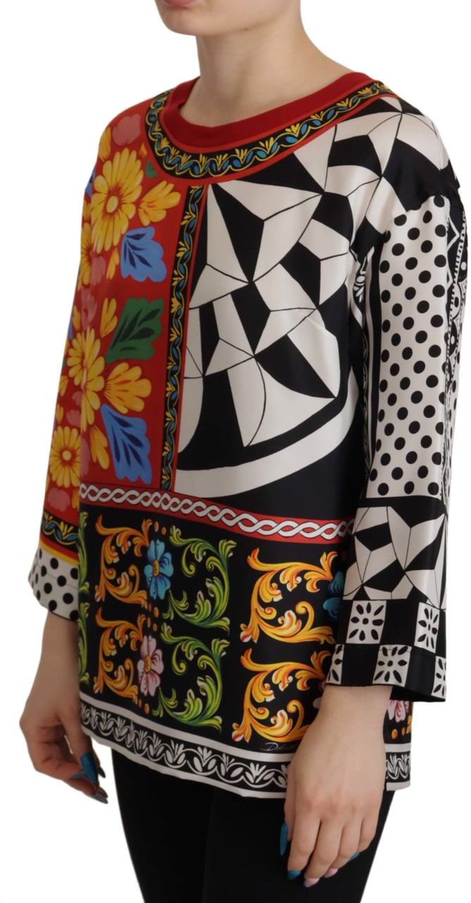 Dolce & Gabbana Multicolor Printed Baroque Loose Long Sleeve Divers