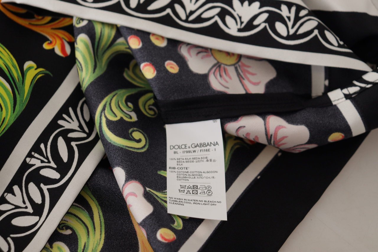 Dolce & Gabbana Multicolor Printed Baroque Loose Long Sleeve Divers