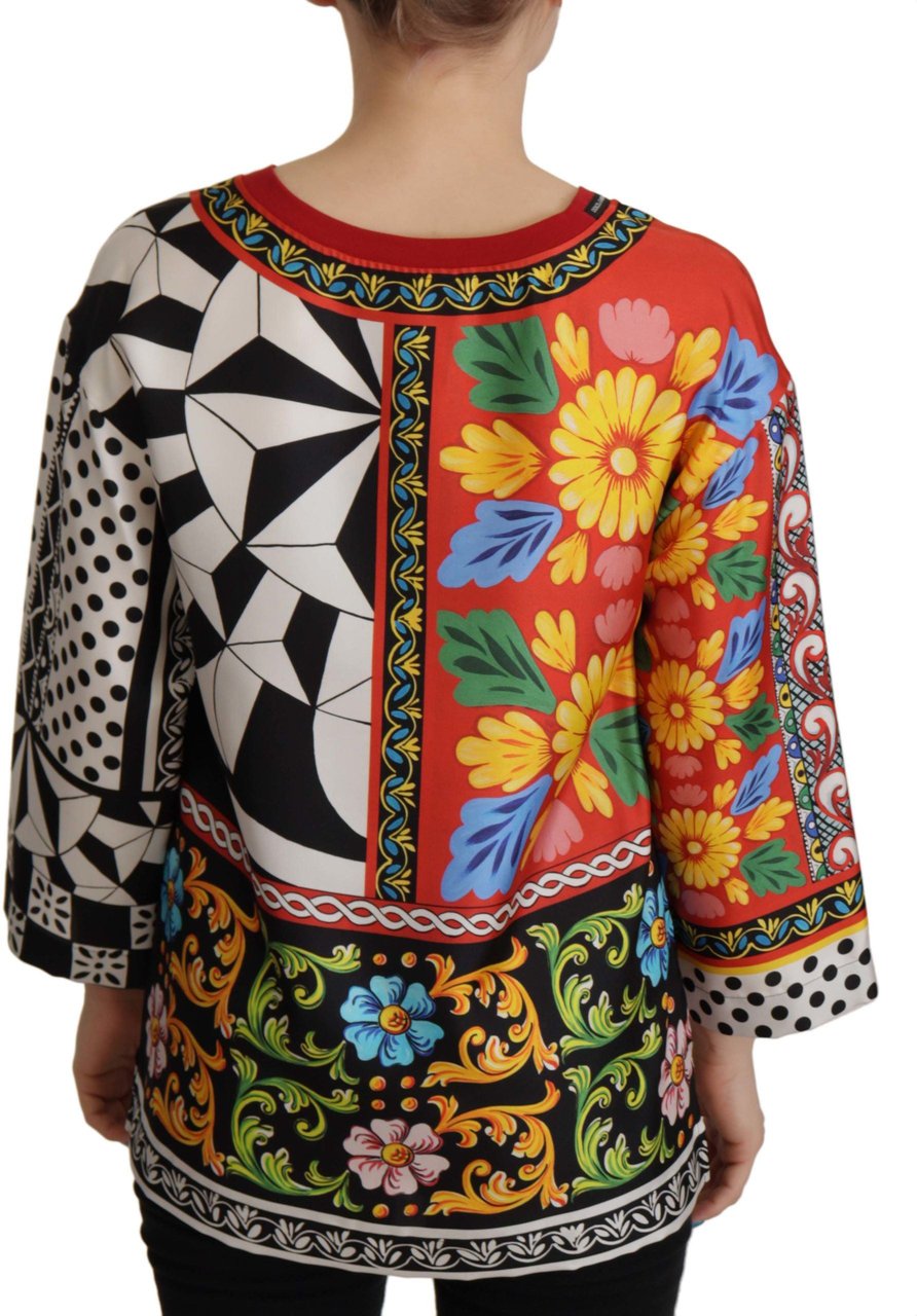 Dolce & Gabbana Multicolor Printed Baroque Loose Long Sleeve Divers