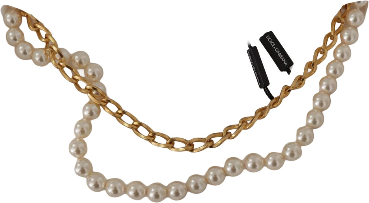 Dolce & Gabbana White Necklace Embellished Neckline T-shirt Top Wit