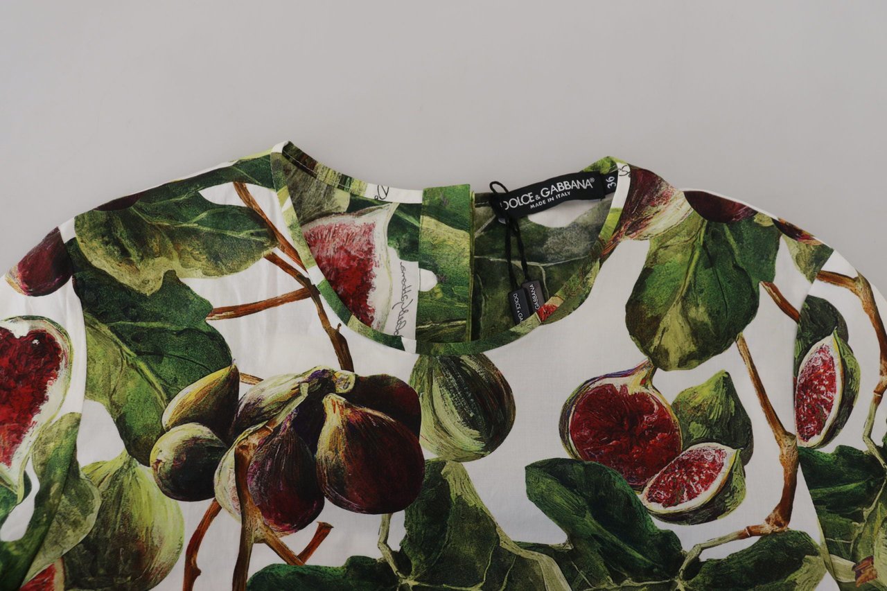 Dolce & Gabbana Crew-neck Cotton Top Blouse Fruit T-shirt Zwart