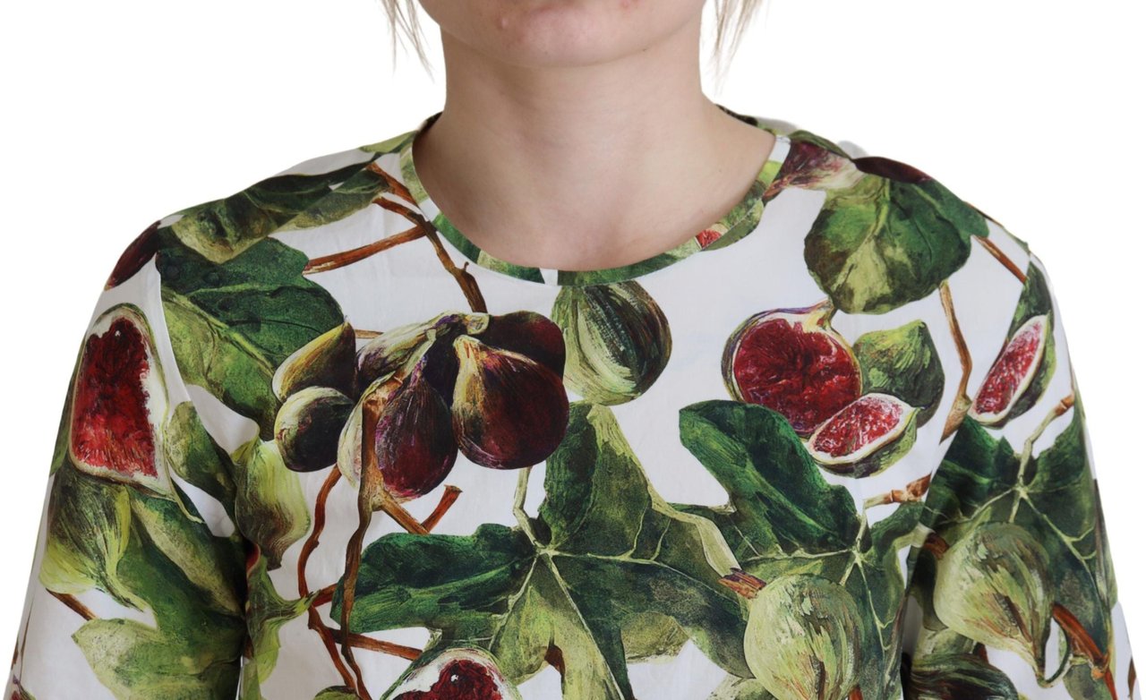 Dolce & Gabbana Crew-neck Cotton Top Blouse Fruit T-shirt Zwart