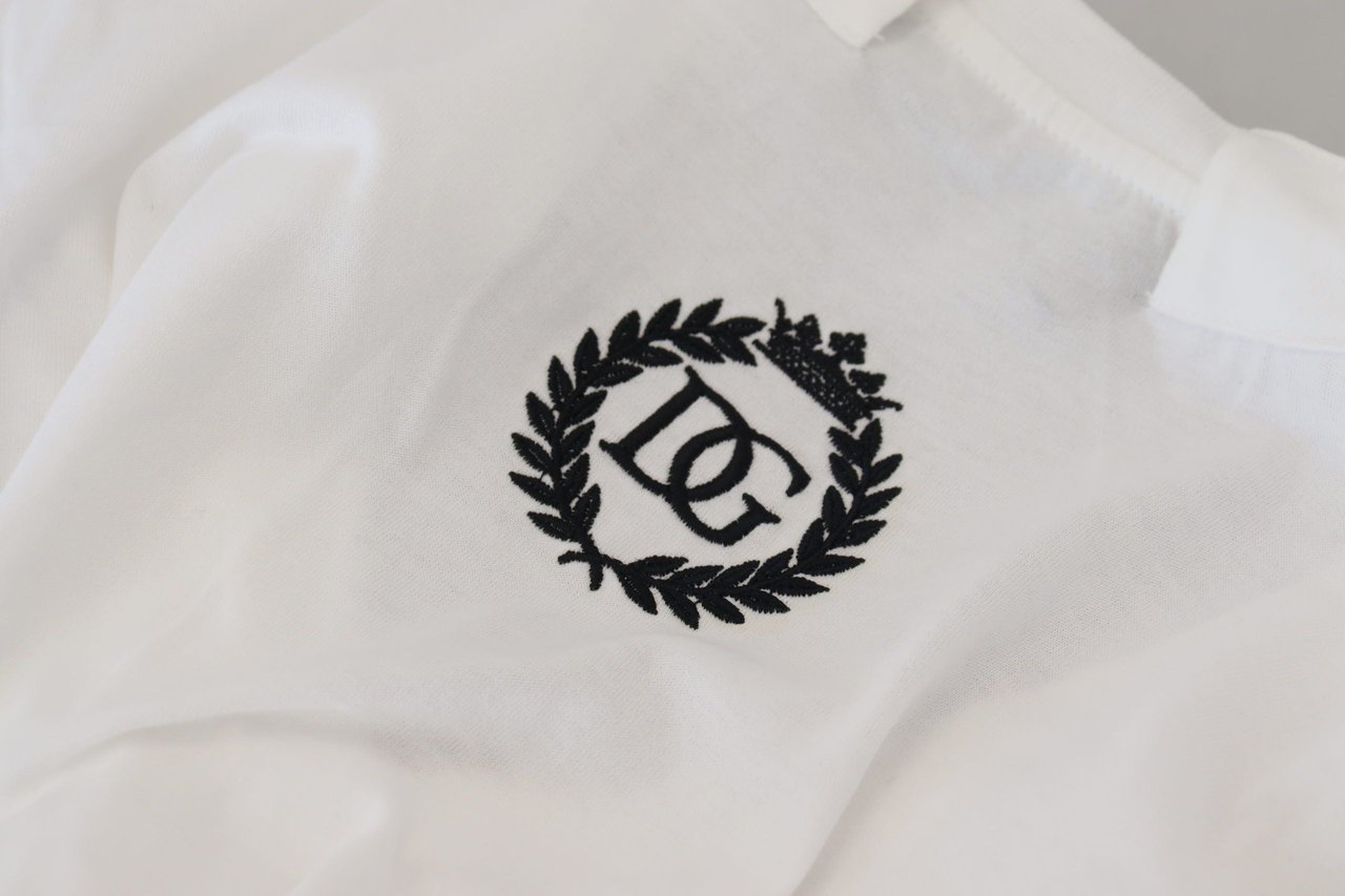 Dolce & Gabbana White Short Sleeve V-neck Cotton Top Blouse T-shirt Bruin