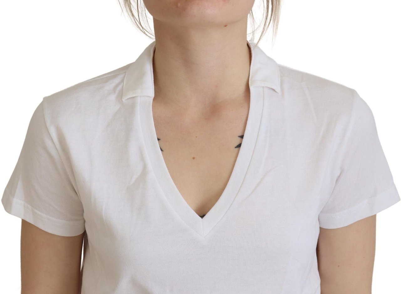 Dolce & Gabbana White Short Sleeve V-neck Cotton Top Blouse T-shirt Bruin