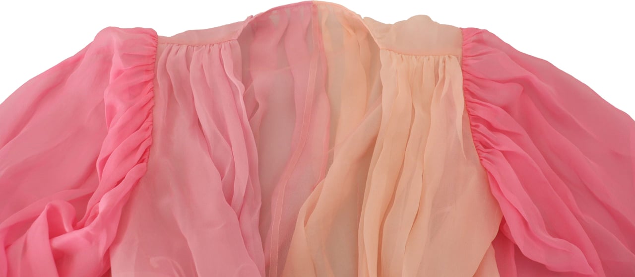 Dolce & Gabbana Pink Silk Wrap Long Sleeves Blouse Top Roze
