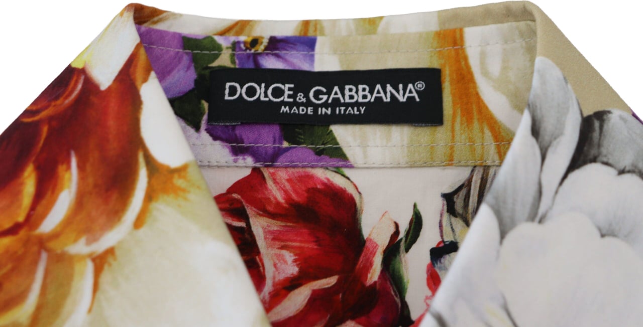 Dolce & Gabbana Multicolor Floral Cotton Collared Blouse Top Divers