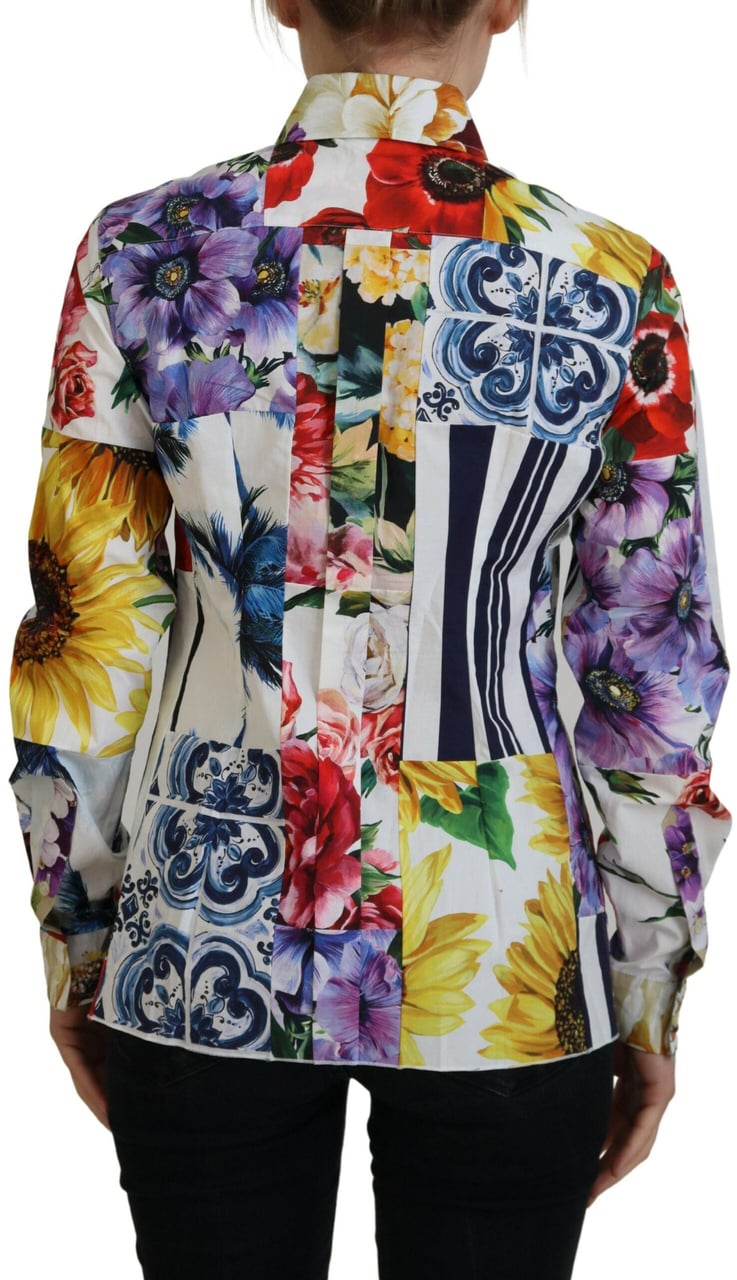 Dolce & Gabbana Multicolor Floral Cotton Collared Blouse Top Divers