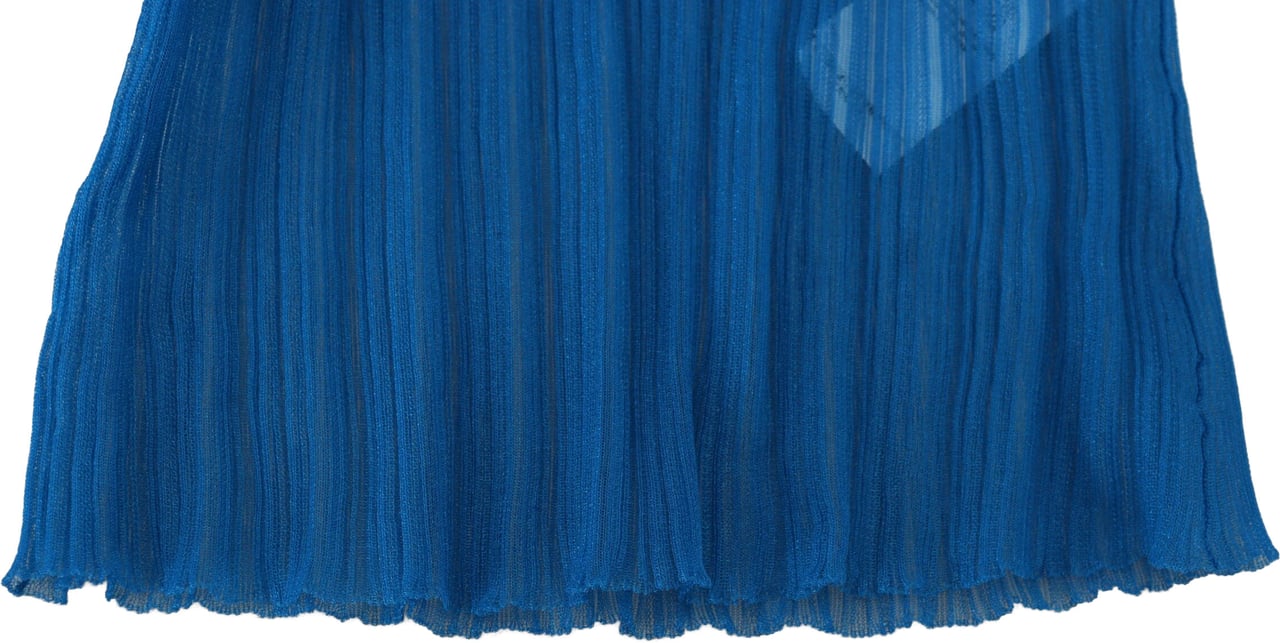 Dolce & Gabbana Blue Mesh Turtleneck Long Sleeve Blouse Top Blauw