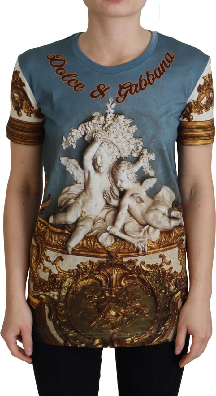 Dolce & Gabbana Multicolor DG Logo Angel Printed Shirt Top Divers