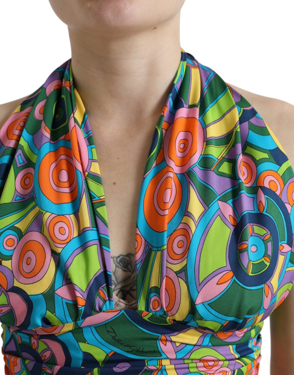 Dolce & Gabbana Multicolor Halter Sleeveless Cropped Tank Top Divers