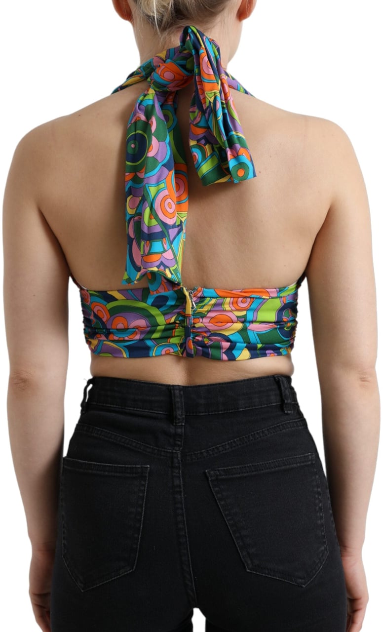 Dolce & Gabbana Multicolor Halter Sleeveless Cropped Tank Top Divers