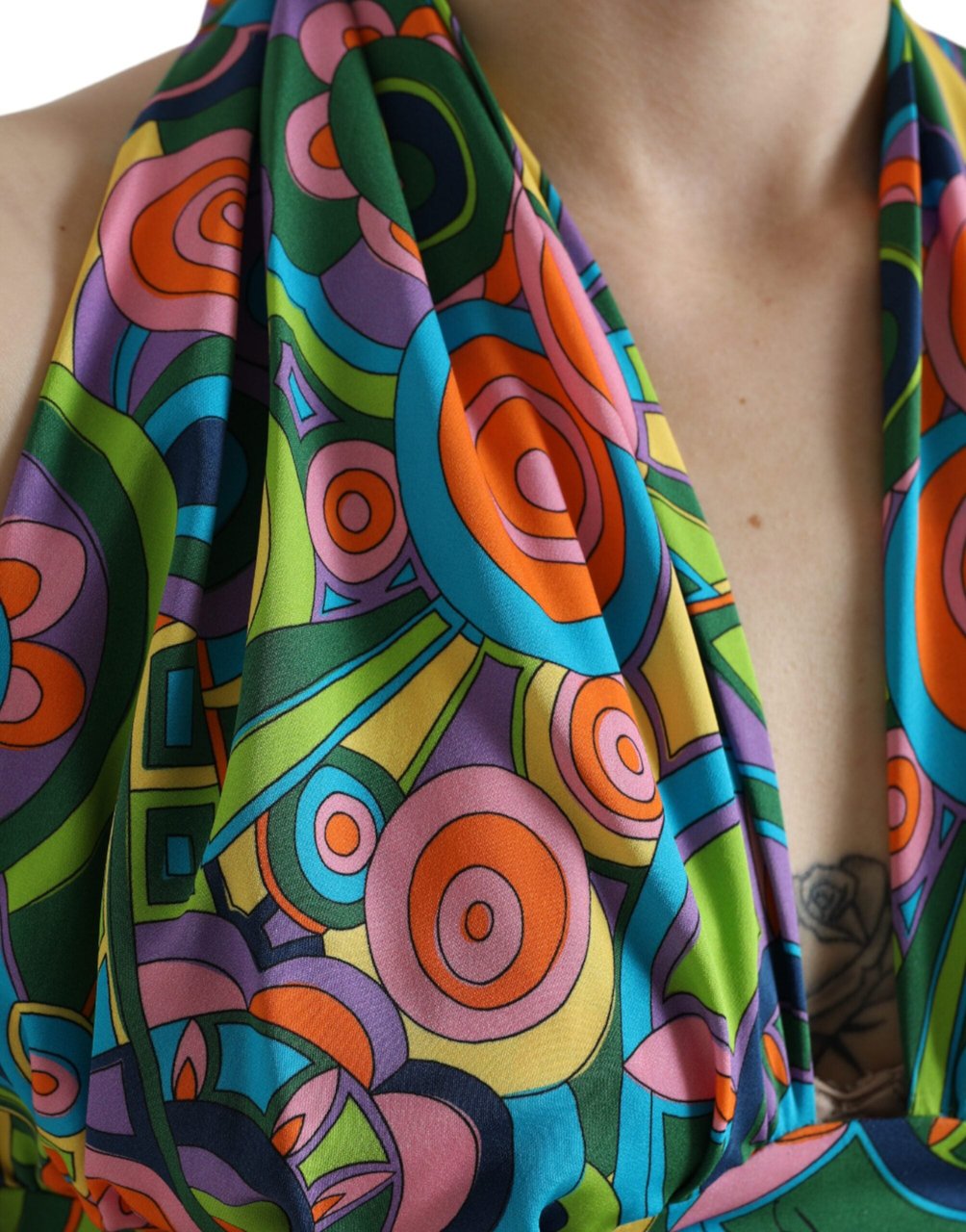 Dolce & Gabbana Multicolor Halter Sleeveless Cropped Tank Top Divers