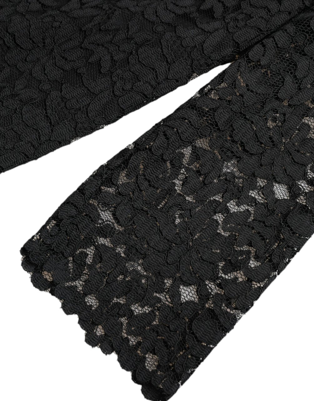 Dolce & Gabbana Black STAFF Blouse Floral Lace Nylon Top Zwart