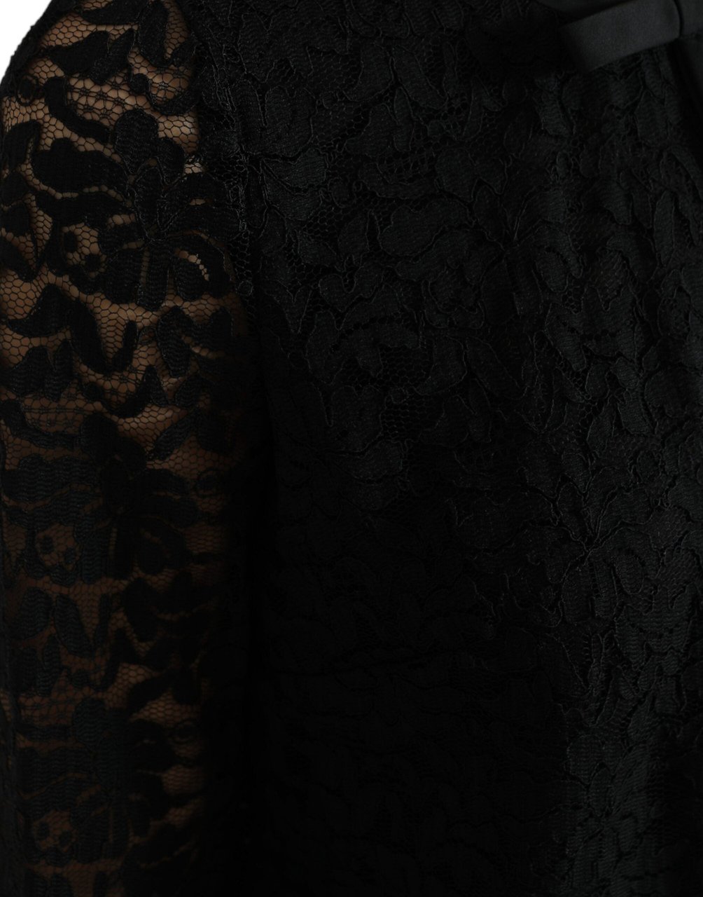 Dolce & Gabbana Black STAFF Blouse Floral Lace Nylon Top Zwart