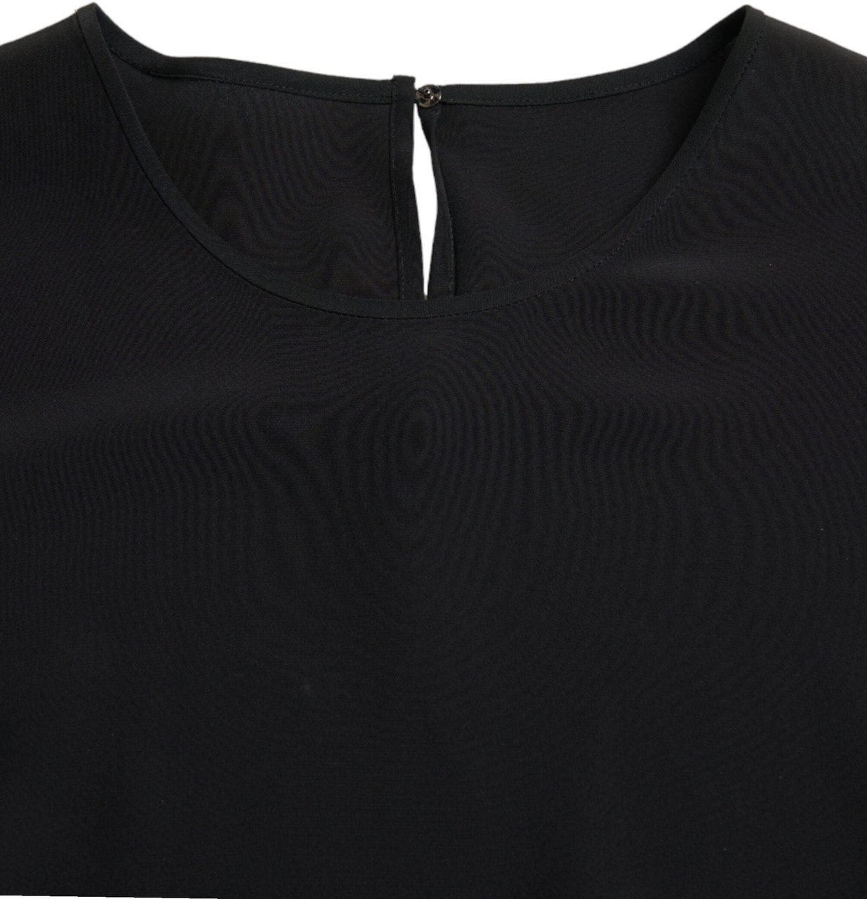Dolce & Gabbana Black Silk Round Neck Short Sleeve Blouse Top Zwart