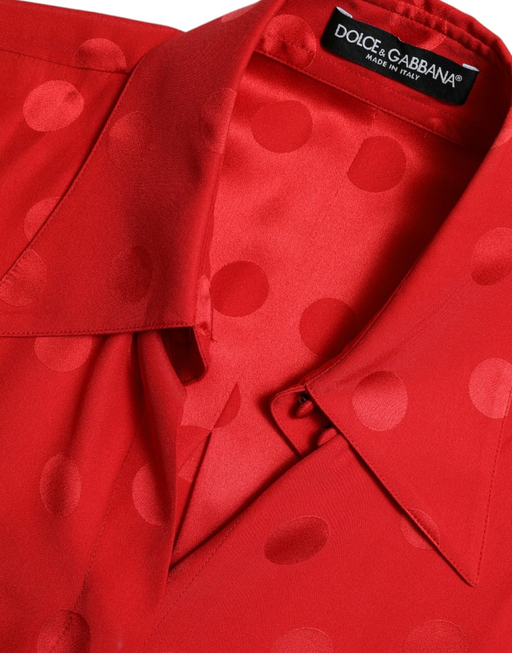 Dolce & Gabbana Red Polka Dot Sleeveless Collared Blouse Top Rood