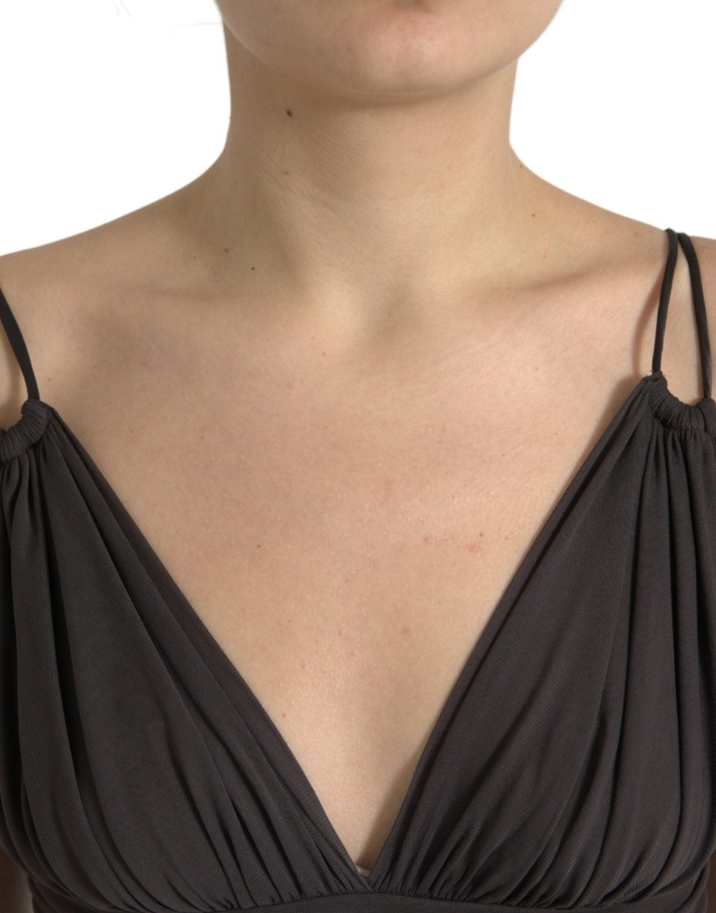 Dolce & Gabbana Brown Viscose Plunging V-neck Cropped Tank Top Bruin