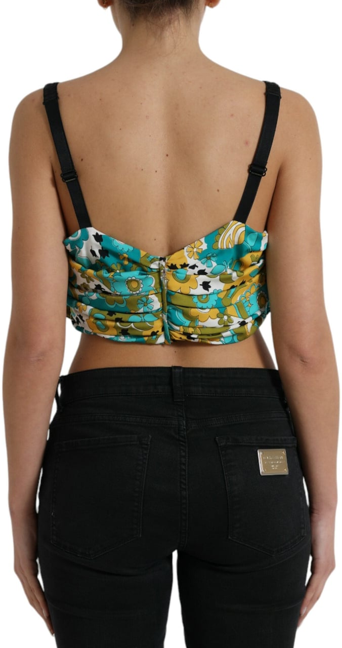 Dolce & Gabbana Multicolor Floral Sleeveless Cropped Top Divers