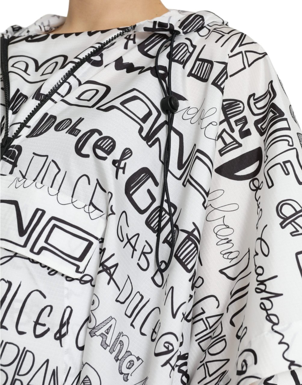 Dolce & Gabbana White Logo Print Hooded Blouson T-shirt Top Divers