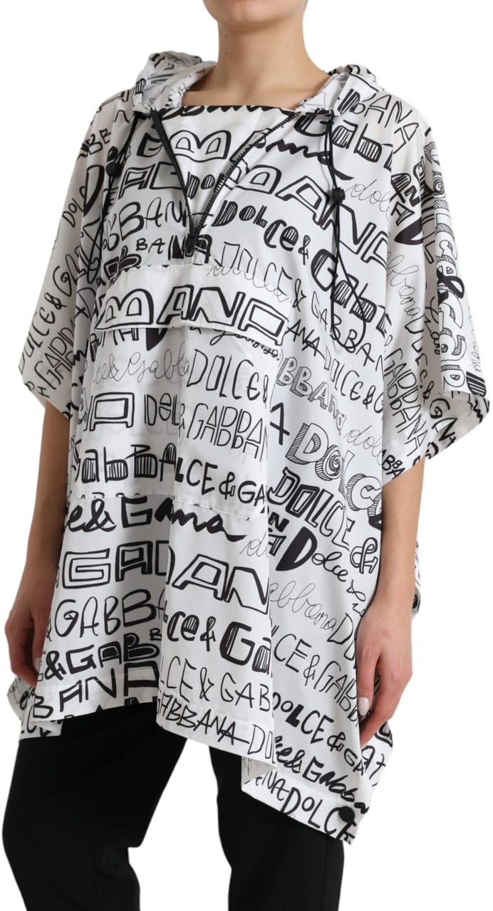 Dolce & Gabbana White Logo Print Hooded Blouson T-shirt Top Divers